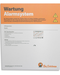 Wartungstafel D: Alarmsystem